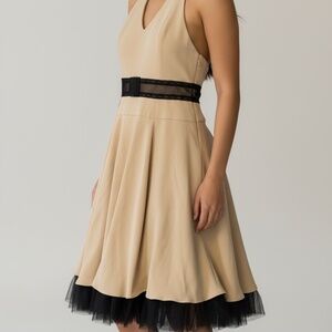Fouy Chov Beige Halter Neck Cocktail Dress - Size 12